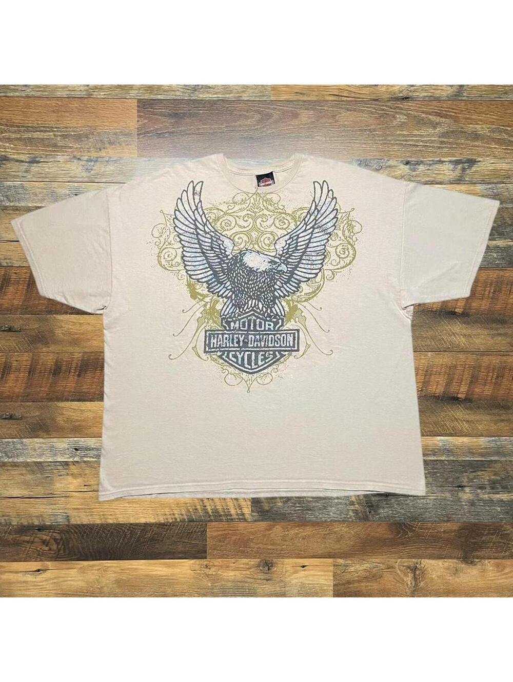 Vintage Harley Davidson Eagle Graphic Print T-Shirt North Carolina Size 3XL